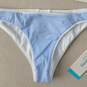 Beach Bunny Lola Size 2XL Blue White Stripe Skimpy Bikini Bottom Swim